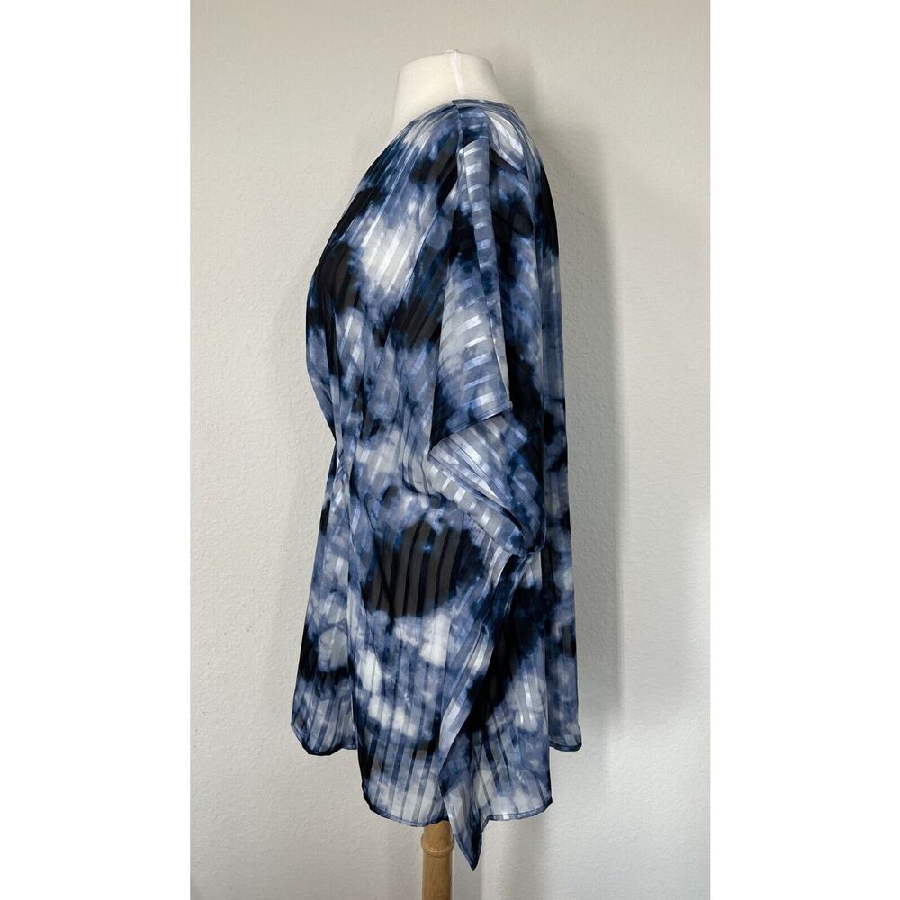 Lane Bryant Tie Dye Kimono Tunic Top Womens Size 10 12 Poncho Semi-Sheer Blue - Picture 6 of 12